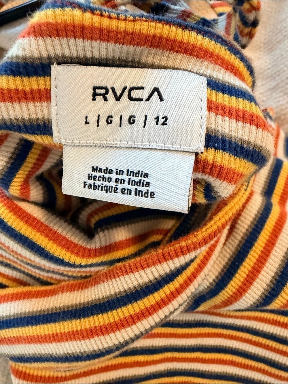 RVCA Rainbow Stripe Rib Knit Cross Front Crop Tank Top Women’s Large - Picture 2 of 7